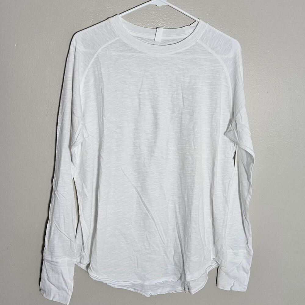 NWOT Zella White Long Sleeve Cotton T Shirt Sz XS Flawed - Picture 2 of 11